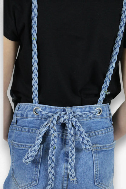 Jeans jumpsuit - combishort met een leuke vlecht - L&L kidsmode