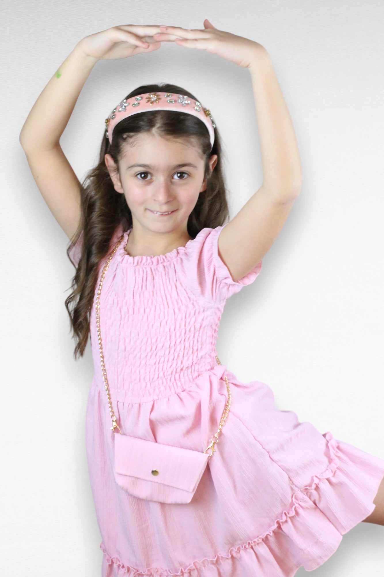 Roze jurk met een leuk tasje - L&L kidsmode